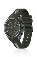 Chronograph watch with branded silicone strap