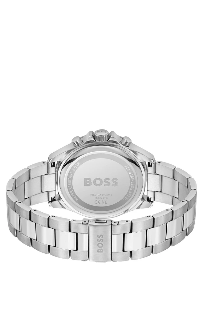 Blue-dial chronograph watch with link bracelet