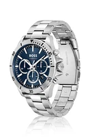 Blue-dial chronograph watch with link bracelet