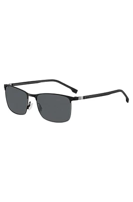 Italian-made sunglasses in steel with stripe detail