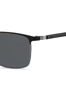 Italian-made sunglasses in steel with stripe detail