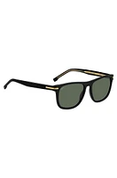 Black-acetate sunglasses with gold-tone hardware