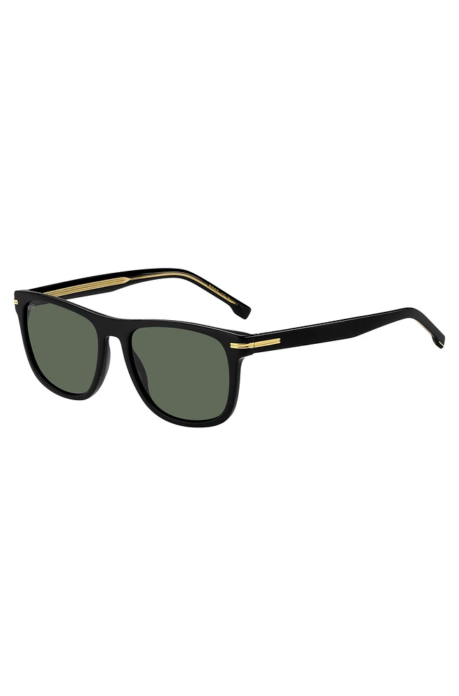 Black-acetate sunglasses with gold-tone hardware