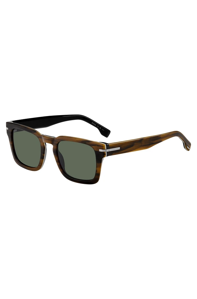 Patterned-acetate sunglasses with silver-tone hardware