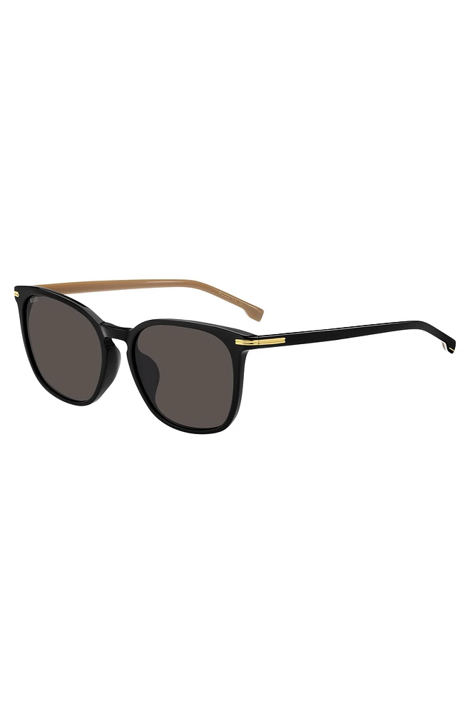 Black-acetate sunglasses with gold-tone trims