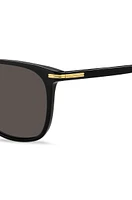 Black-acetate sunglasses with gold-tone trims