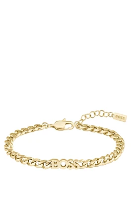 BOSS - Gold-tone chain bracelet with logo lettering