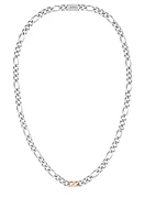 Silver-tone figaro-chain necklace with branded link