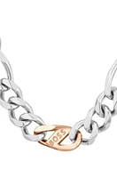 Silver-tone figaro-chain necklace with branded link