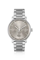 Link-bracelet watch with gray-tone dial