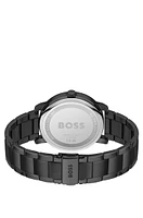 Black link-bracelet watch with tonal dial