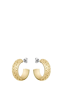 Gold-tone hoop earrings with engraved monograms