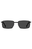 Black-steel sunglasses with striped hinge