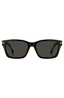 Black-acetate sunglasses with gold-tone hinges