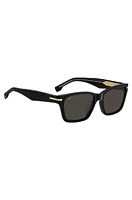 Black-acetate sunglasses with gold-tone hinges