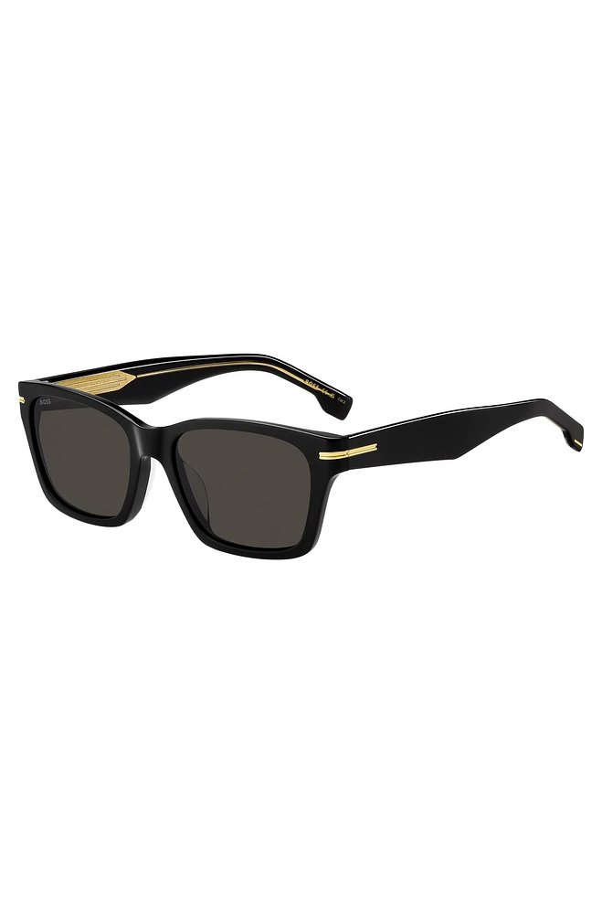 Black-acetate sunglasses with gold-tone hinges