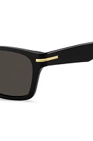 Black-acetate sunglasses with gold-tone hinges