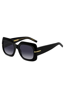 Black-acetate sunglasses with gold-tone hinges