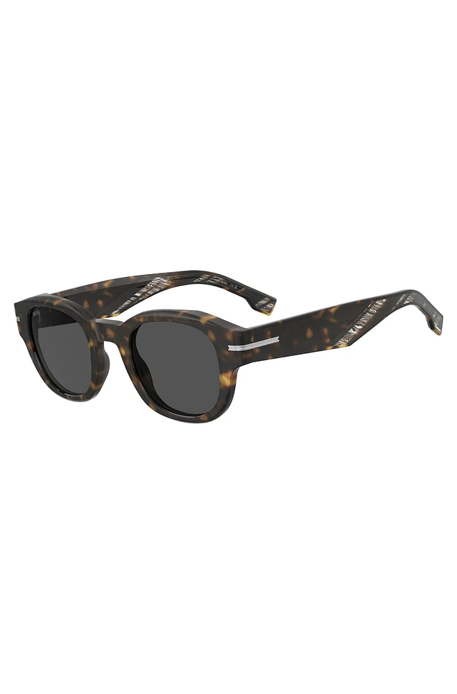 Patterned-acetate sunglasses with silver-tone hinges