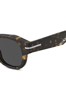 Patterned-acetate sunglasses with silver-tone hinges