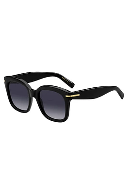 Black-acetate sunglasses with gold-tone hinges