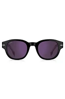 Black-acetate sunglasses with violet lenses