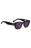 Black-acetate sunglasses with violet lenses