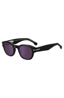 Black-acetate sunglasses with violet lenses