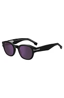 Black-acetate sunglasses with violet lenses