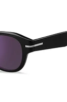 Black-acetate sunglasses with violet lenses