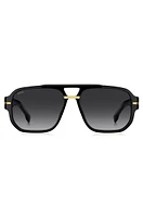 Black-acetate sunglasses with gold-tone details 