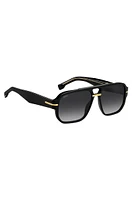 Black-acetate sunglasses with gold-tone details 