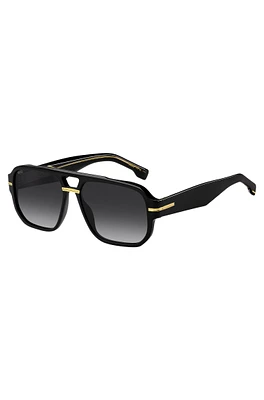 Black-acetate sunglasses with gold-tone details 