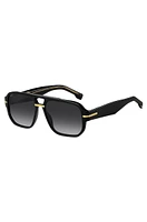 Black-acetate sunglasses with gold-tone details 