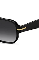 Black-acetate sunglasses with gold-tone details 