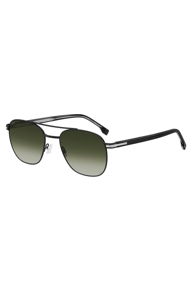 Double-bridge sunglasses in black steel