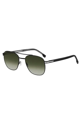 Double-bridge sunglasses in black steel