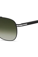 Double-bridge sunglasses in black steel