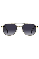 Double-bridge sunglasses in black and gold tones