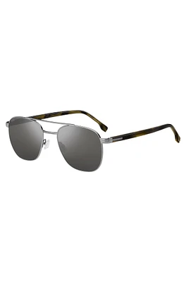 Silver-tone sunglasses with horn-effect details