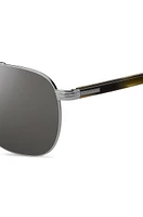 Silver-tone sunglasses with horn-effect details