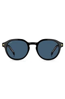 Black-acetate sunglasses with gold-tone hinges