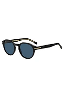 Black-acetate sunglasses with gold-tone hinges