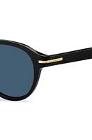 Black-acetate sunglasses with gold-tone hinges