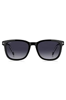 Black-acetate sunglasses with silver-tone hinges