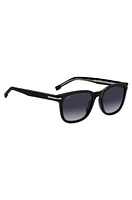 Black-acetate sunglasses with silver-tone hinges