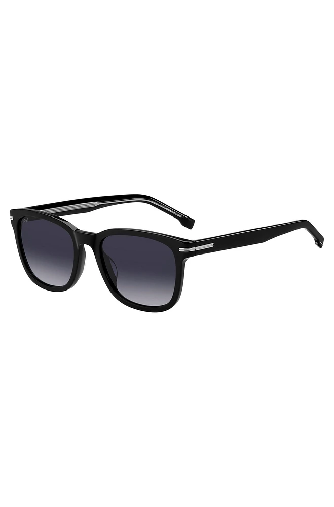 Black-acetate sunglasses with silver-tone hinges