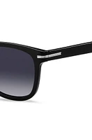 Black-acetate sunglasses with silver-tone hinges