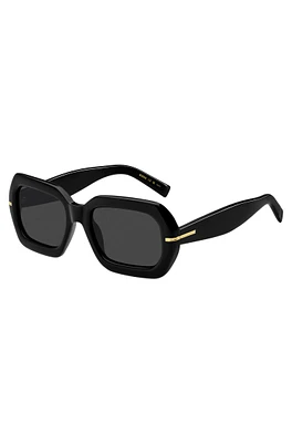 Black-acetate sunglasses with gold-tone hinges