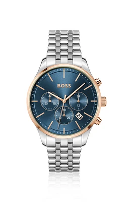 BOSS - Multi-link-bracelet chronograph watch with blue dial